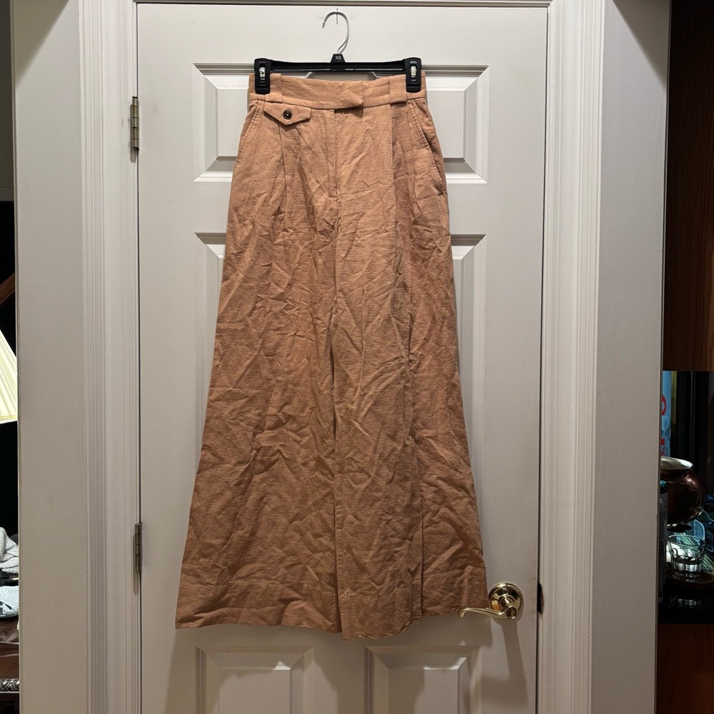 Shona Joy Akua High Waisted Tailored Pant 2 Wide Leg Cotton Linen Neutral